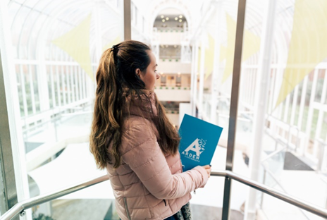Arden University student in study center