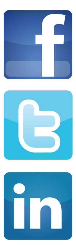 Facebook Twitter and LinkedIn logos