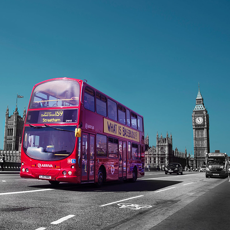 London bus near Parliament
