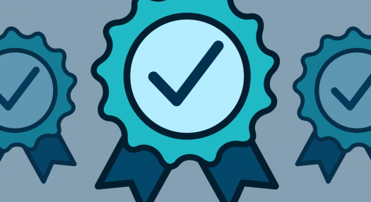 A ribbon with a checkmark in the middle