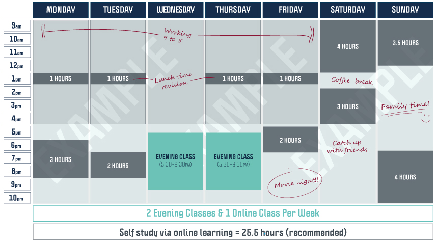 week timetable evenings